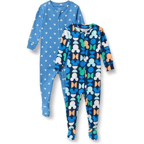 Amazon Essentials Disney | Marvel | Star Wars Unisex Babies' and Toddlers' Snug-Fit Cotton Footed Pajamas, Multipacks