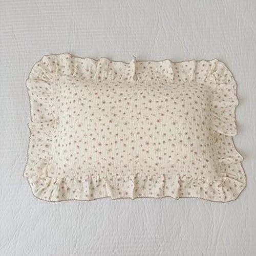 BuLuTu Soft Cotton Kids Pillowcases for Girls Boys, Pink Floral Toddler Pillowcases Standard Size, Cotton Muslin Pillow Protector for Children Bedding Gift, Envelope Closure, 20"x26", 1 pc