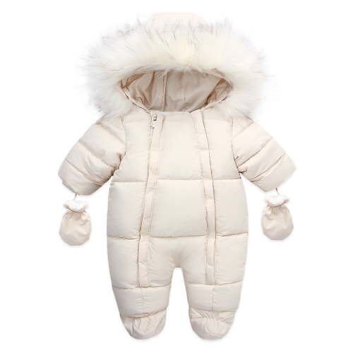 Beziun Baby Polyester Hooded Puffer Snowsuit with Zipper Closure, 0-6 Months