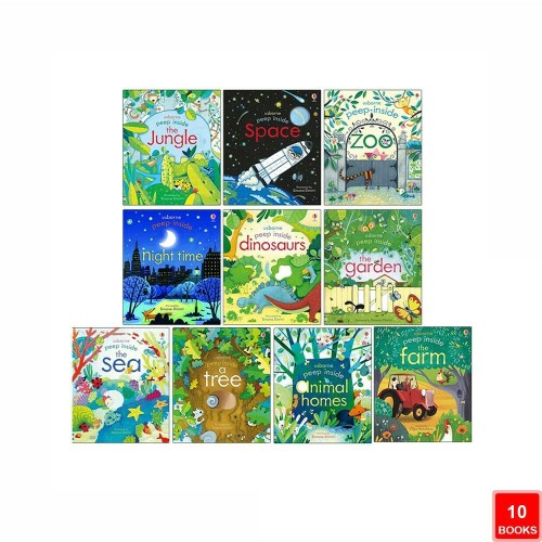 Usborne Peep Inside Collection 10 Books Set Tree, The Sea, the Jungle, Space NEW