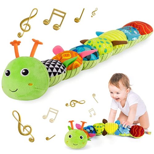 Infant Baby Musical Stuffed Animal Activity Soft Toys with Multi-Sensory Crinkle, Rattle and Textures, for Tummy Time Newborn 0-3-6-12 Months Boys, Girls, Caterpillar