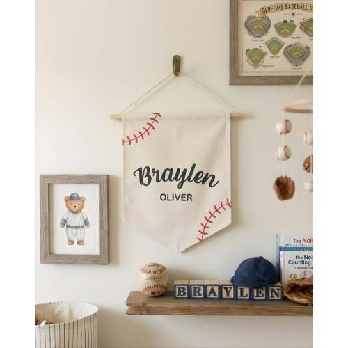 Baseball nursery custom name banner vintage sports nursery baseball decor baby boy nursery decor custom pennant baby shower gift idea