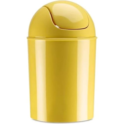 Umbra 1.25 Gallon Mini Waste Can with Removable Swing-Top Lid - Small Garbage Bin for Kitchen, Bathroom, Bedroom, Office - Compact Trash Can Fit Under Tables & Counters - Yellow