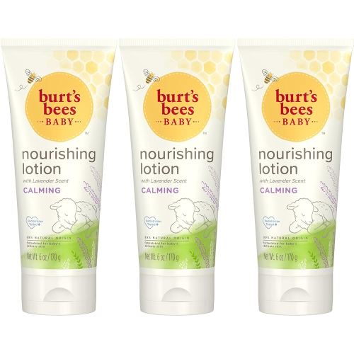 Burt's Bees Baby Lotion with Lavender, Calming and Nourishing Lotion, Pediatrician Tested, 99% Natural Origin, 6 Oz (Pack of 3)