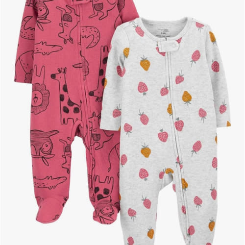 Simple Joys by Carter's baby-girls 2-way Zip Thermal Footed Sleep and Play, Pack of 2