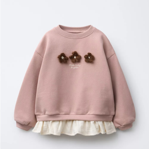CONTRASTING FLORAL SWEATSHIRT - Dusty pink | ZARA United States