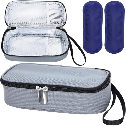 Breastmilk Cooler Bag with Ice Pack, Portable Insulated Breast Milk Storage Cooler Bag, Small Stylish Breastmilk Storage Bag Cooler with Wrist Strap (Grey)