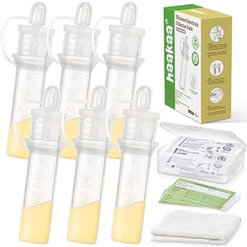 haakaa Colostrum Collector Kit Breast Milk Collector with Cotton Cloth Wipe and Storage Case, Ready-to-Use, Reusable, BPA Free, 4ml/6pcs