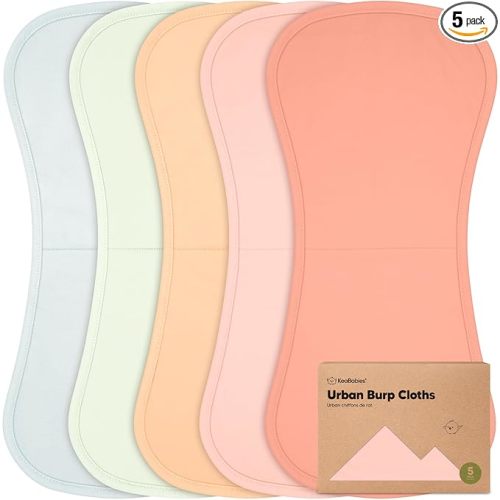Organic Burp Cloths Baby Boy & Girl - 5-Pack Super Absorbent Cotton Burping Cloths for Babies, Soft & Plush Newborn Spit Up Rags, Infant Towels for Milk Spit Up, Unisex, Large 21" x 10" (Flora Dew)