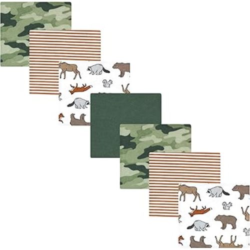 Hudson Baby Unisex Baby Cotton Flannel Receiving Blankets Bundle, Animal Adventure, One Size