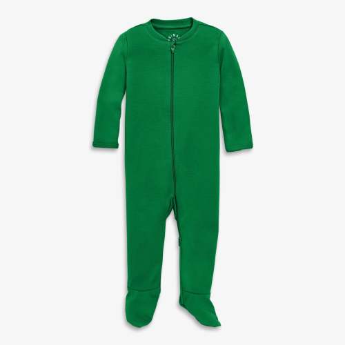 The baby organic zip footie - Grass / 0-3