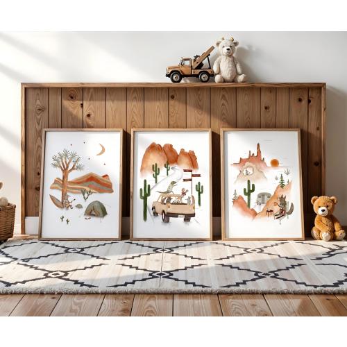 Desert Adventure Nursery Prints: Boho Southwest Kids Room Art