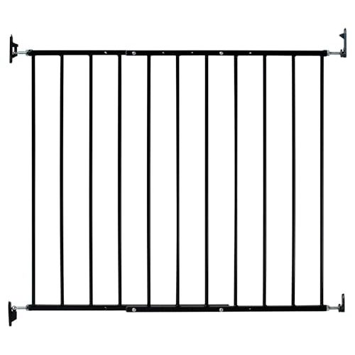 KidCo 24.75-42.5" Safeway Walk Through Baby Gate for Stairs and Doorways | No-Trip Top of Stairs Baby Gate No Bottom Bar | Quick-Release Mounted Hardware for Security and Easy Removal (Black)