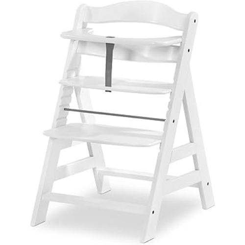 hauck Alpha+ Grow Along Solid Beechwood Highchair with Adjustable Seat, White