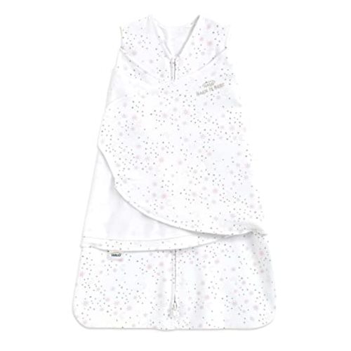 HALO 100% Cotton Sleepsack Swaddle, 3-Way Adjustable Wearable Blanket, TOG 1.5, Midnight Moons Blue, Small, 3-6 Months