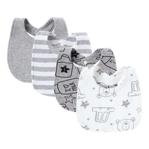 Set of 4pcs Baby Teething Bib Soft Absorbent Saliva Towels Comfortable Toddler Burp Cloths for Infants 0-2 Years