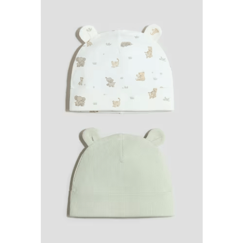 2-PACK RIBBED BEANIES WITH EARS