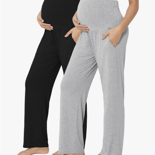 Maternity Pajama Pants Viscose from Bamboo Pregnancy Lounge Pants Soft Comfy Loose Stretchy Trousers with Pockets