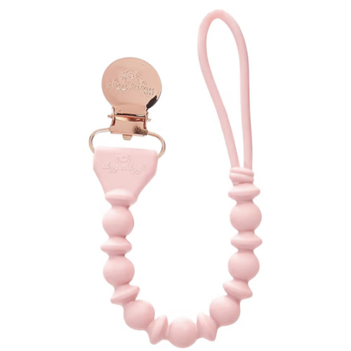 Itzy Ritzy Silicone Pacifier Clip – 100% Food Grade Silicone Pacifier Strap with Clip Keeps Pacifiers, Teethers & Small Toys in Place Features One-Piece Design & Cord (Pink)