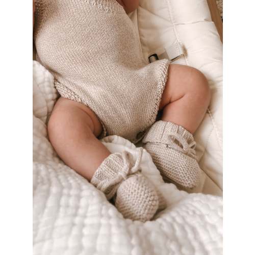 Luna + Luca Organic Booties - Heather Beige