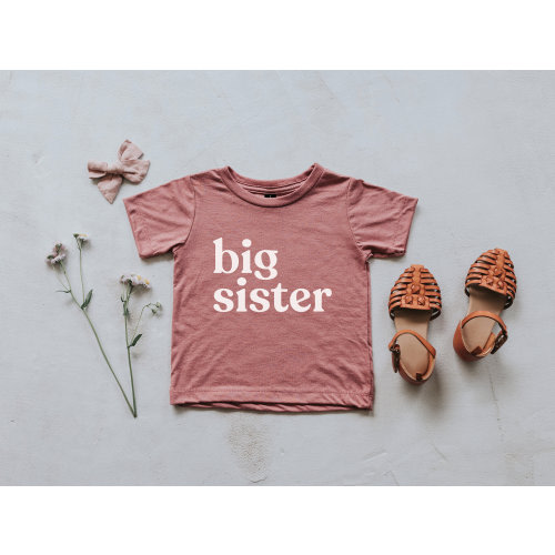 Big Sister Mauve Baby & Kids T-Shirt • Unique Big Sister Announcement Tee • Super Soft Modern Mauve Matching Sister Shirts • FREE SHIPPING