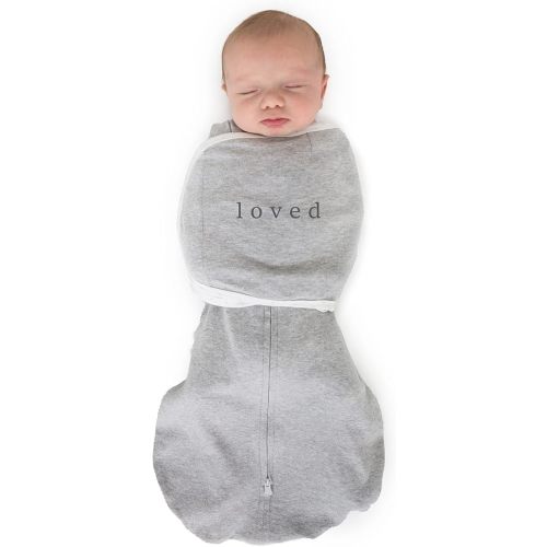 SwaddleDesigns 6-Way Omni Swaddle Sack, Arms Up Swaddle for Newborn, More Options to Calm Startle Reflex, Improves Sleep, 12-18 lbs, Heathered Gray, Loved