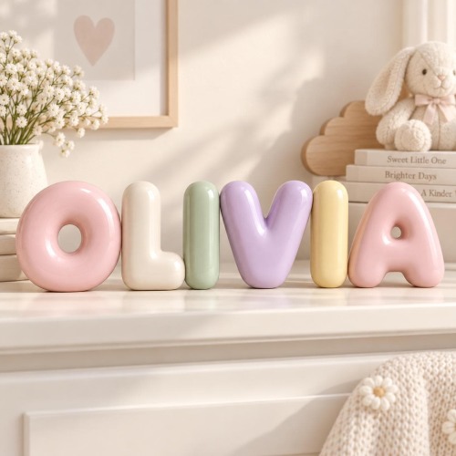 Personalized 3D Bubble Letters | Custom Nursery Name Decor | Kids Room Shelf Decor