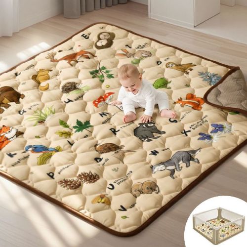 GOTGELIF 50"x50" Extra-Thick Cushioned Foam Baby Play Mat Foldable & Non-Slip Tummy Time Mat