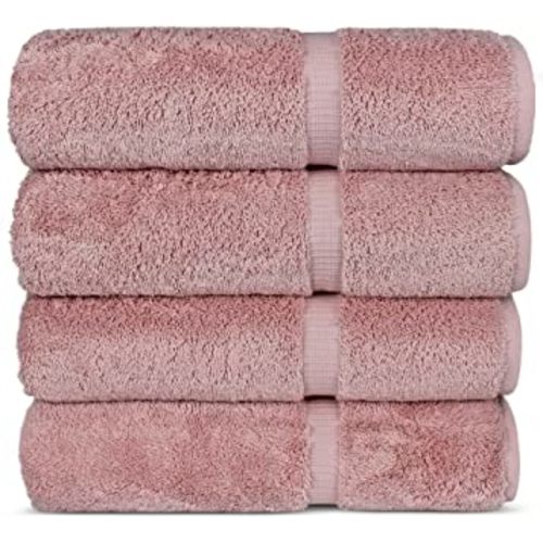 Chakir Turkish Linens 100% Cotton Premium Turkish Towels for Bathroom | 27'' x 54'' (4-Piece Bath Towels - Pink)