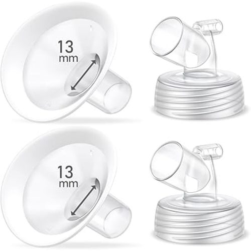2 Packs 13mm Flange Set, Updated Soft Rim Shield and Wide Mouth Base Connector Pump Parts for Spectra S2 Spectra S1 9 Plus Breastpumps Accessories, 106 Degree Wider Opening Angel