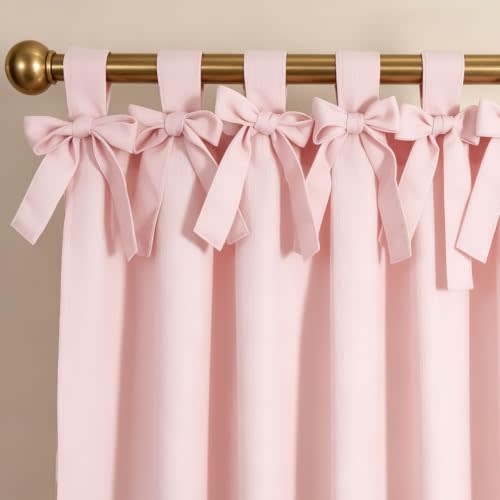 Whaline Pink Bow Blackout Curtain Coquette Window Curtain 52 x 84 Inch Solid Color Light Filtering Window Drapes for Living Room Bedroom Princess Room Decoration, 1 Panel