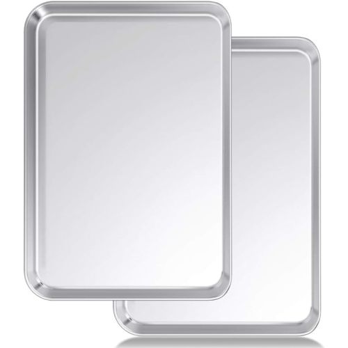 Baking Sheet Set of 2, Wildone Stainless Steel Baking Tray Cookie Pan, Size 20 x 14 x 1 Inch, Non Toxic & Heavy Duty & Easy Clean