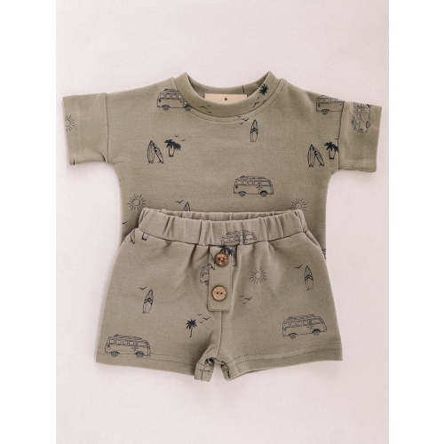 beach button short set