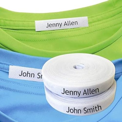 100 Personalized Iron-On Fabric Labels - Custom Name Tags for Clothing, School Uniforms, Elderly Garments - Durable, Washable, Eco-Friendly - 2.4x0.4 Inches