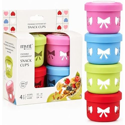 Snack Containers - 4.2 Oz Reusable Condiment Containers with Screw-on Leak Proof Lid | Perfect for Salad Dressing Sauce Dips Lunchbox Picnic Travel Bento Box | BPA-Free | Dishwasher Safe