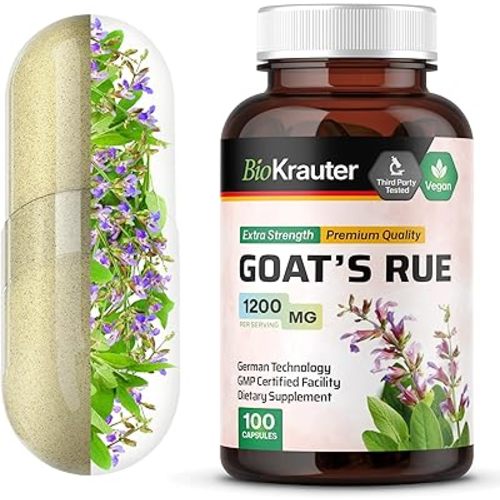 BIO KRAUTER® Goats Rue for Breastfeeding - Pure Vegan Lactation Supplement - Goat’s Rue 100 Capsules 1200 mg per Serving - Natural Supplements for Women - No Fillers, Non-GMO, 25-Day Supply