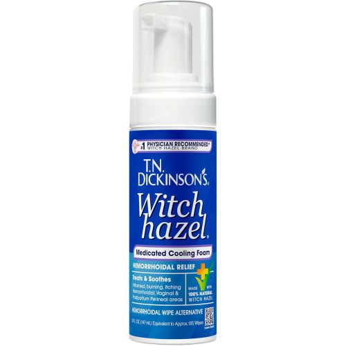 T.N. Dickinson's Medicated Cooling Foam with Witch Hazel | Hemorrhoid Treatment & Postpartum Relief | Feminine & Rectal Care | Aloe-Infused | 5 Fl Oz