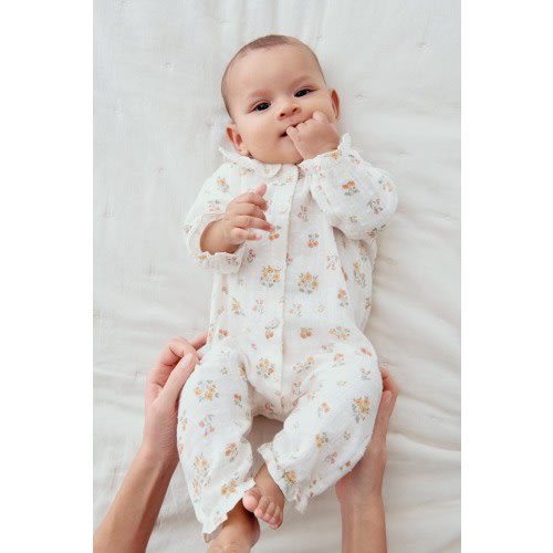 Cotton Muslin Romper Suit, 6M