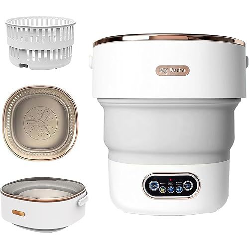 Portable Washing Machine,15L Collapsible Mini Washer with 3 Cleaning Modes Drain Basket Small Foldable Laundry Machine for Travel Camping Dorms RVs Apartments Baby Clothes Underwear Socks Delicates