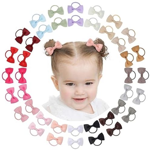 Jollybows 100PCS 2 Inches Baby Girls Hair Bows Ties Mini Boutique Elastic Hair Rubber Ribbon Hair Band Accessories for Kids Toddlers Infants (100 PCS)