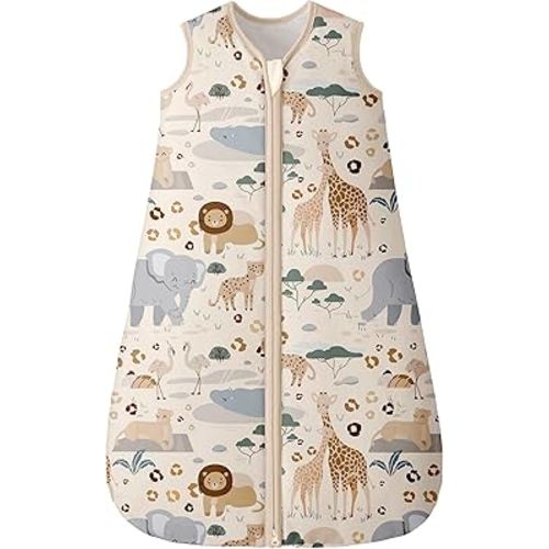 Baby Sleep Sack 0-6 Months TOG 2.5 Winter Baby Wearable Blanket, 100% Cotton Toddler Sleeping Sack with 2-Way Zipper Warm Soft Apricot Zebra