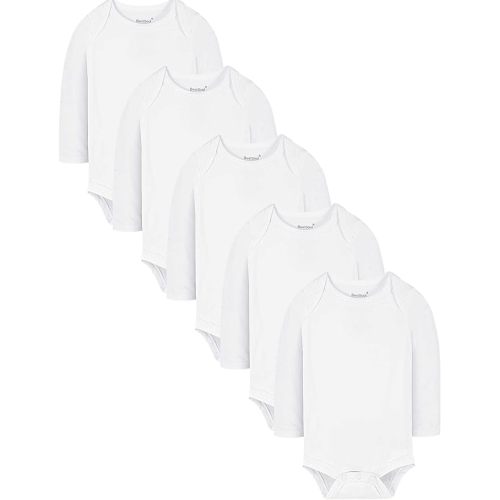 Baby Solid Bodysuit - Super Soft Rayon made from Bamboo - Short Sleeve Long Sleeve Newborn Infant Boy Girl - 5-Pack