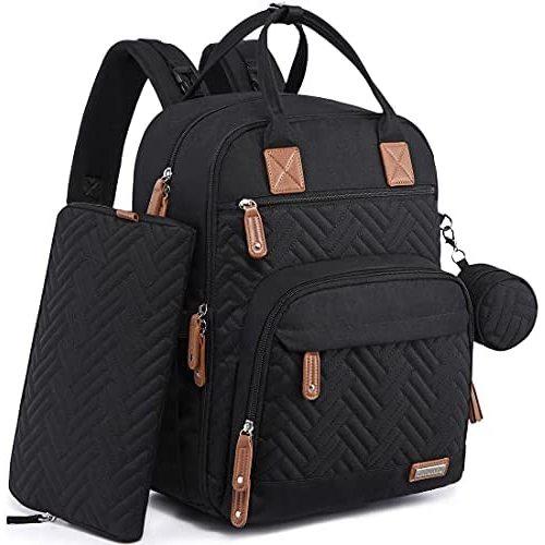 iniuniu Diaper Bag Backpack, 4 in 1 kit Large Unisex Baby Bags for Boys Girls, Waterproof Travel Back Pack with Pouch