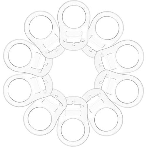 10 Pieces Silicone Adapter Rings Baby Holder and Clip MAM-Compatible (Soft &Transparent)