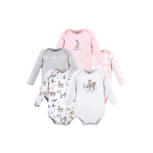 Everyday Long-Sleeve Cotton Bodysuits Bundle of 5