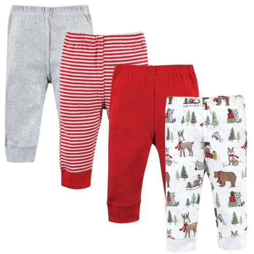 Hudson Baby Unisex Baby Cotton Pants, Christmas Forest, 0-3 Months