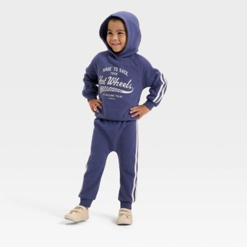 Toddler Boys' 2pc Hot Wheels Fleece Sweatshirt & Pants Set - Blue