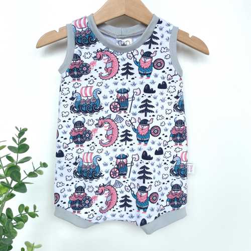 Organic Cotton Viking Baby Romper: Gender Neutral Summer Onesie