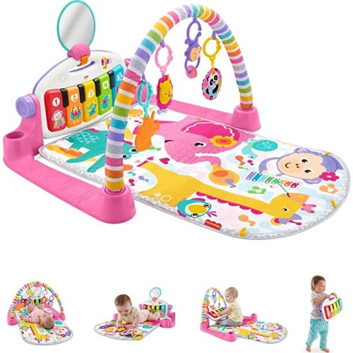 Fisher-Price Baby Playmat Deluxe Kick & Play Piano Gym, Pink, Learning with Music Lights & Activities for Newborn to Toddler Ages 0+ Months
