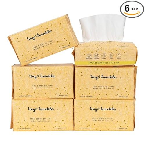 Tiny Twinkle 100% Cotton Dry Wipes for Baby | 480 Count